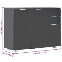Credenza-Buffet-Armadio da cucina Nero Lucido 107x35x80,5 cm