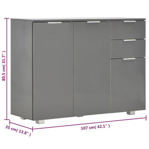 Credenza Grigio Lucido 107x35x80,5 cm 283720