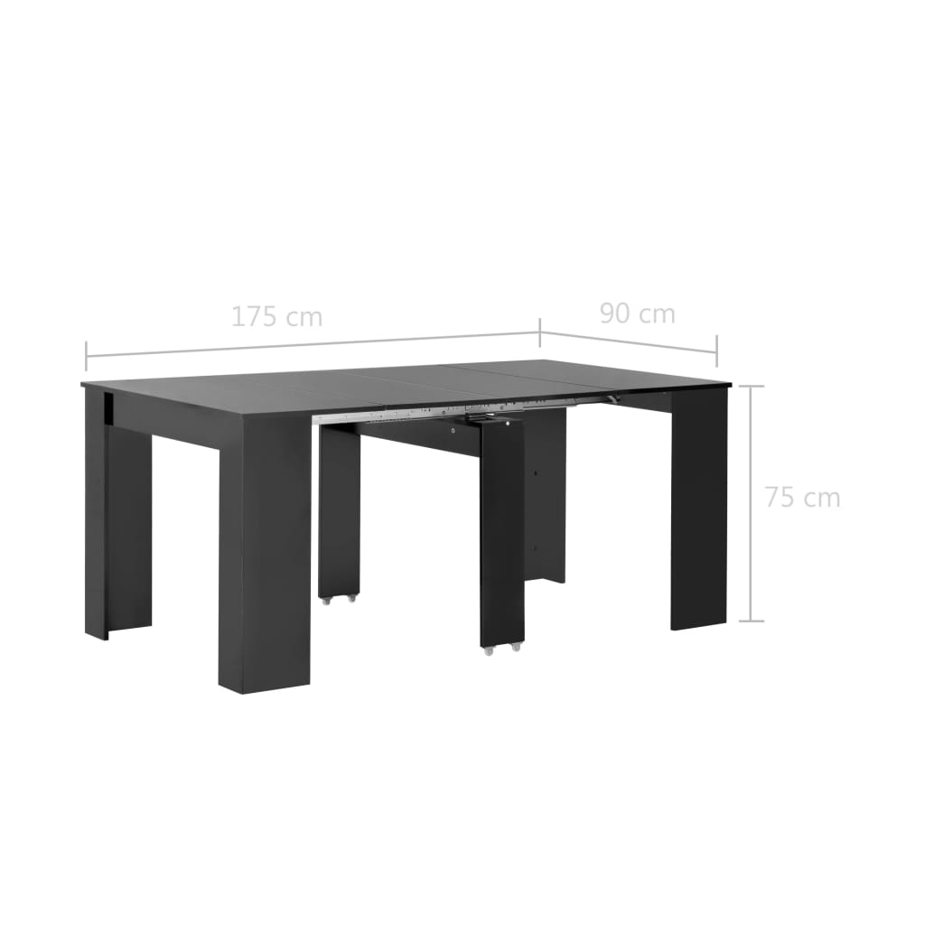 Tavolo da Pranzo Estensibile Nero Lucido 175x90x75 cm 283732