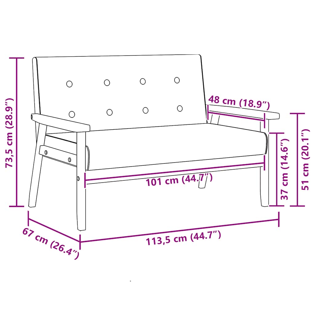 Divano a 2 Posti Nero in Similpelle 248642