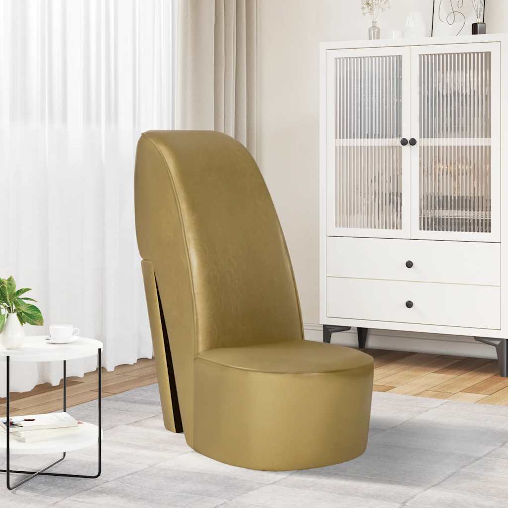Poltrona a Forma di Scarpa con Tacco in Similpelle Oro 248650