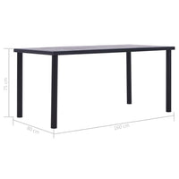 Tavolo da Pranzo Nero e Grigio Cemento 160x80x75 cm in MDF 281859