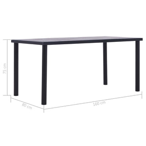 Tavolo da Pranzo Nero e Grigio Cemento 160x80x75 cm in MDF 281859