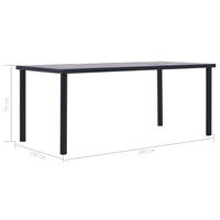 Tavolo da Pranzo Nero e Grigio Cemento 200x100x75 cm in MDF 281861