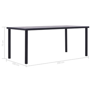Tavolo da Pranzo Nero e Grigio Cemento 200x100x75 cm in MDF 281861