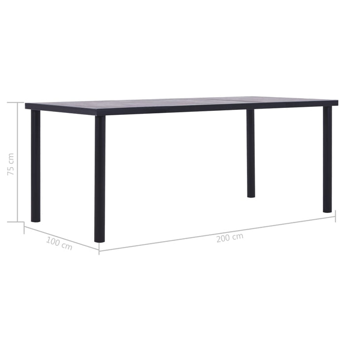 Tavolo da Pranzo Nero e Grigio Cemento 200x100x75 cm in MDF 281861