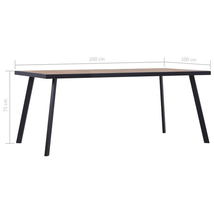 Tavolo da Pranzo Naturale e Nero 200x100x75 cm in MDF 281871