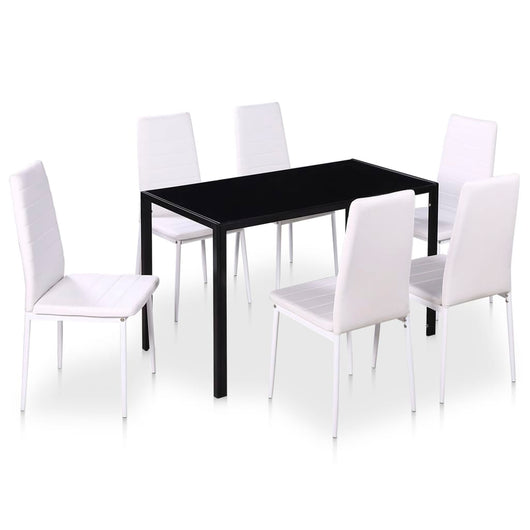 vidaXL Set Tavolo da Pranzo 7 pz Bianco e Nero