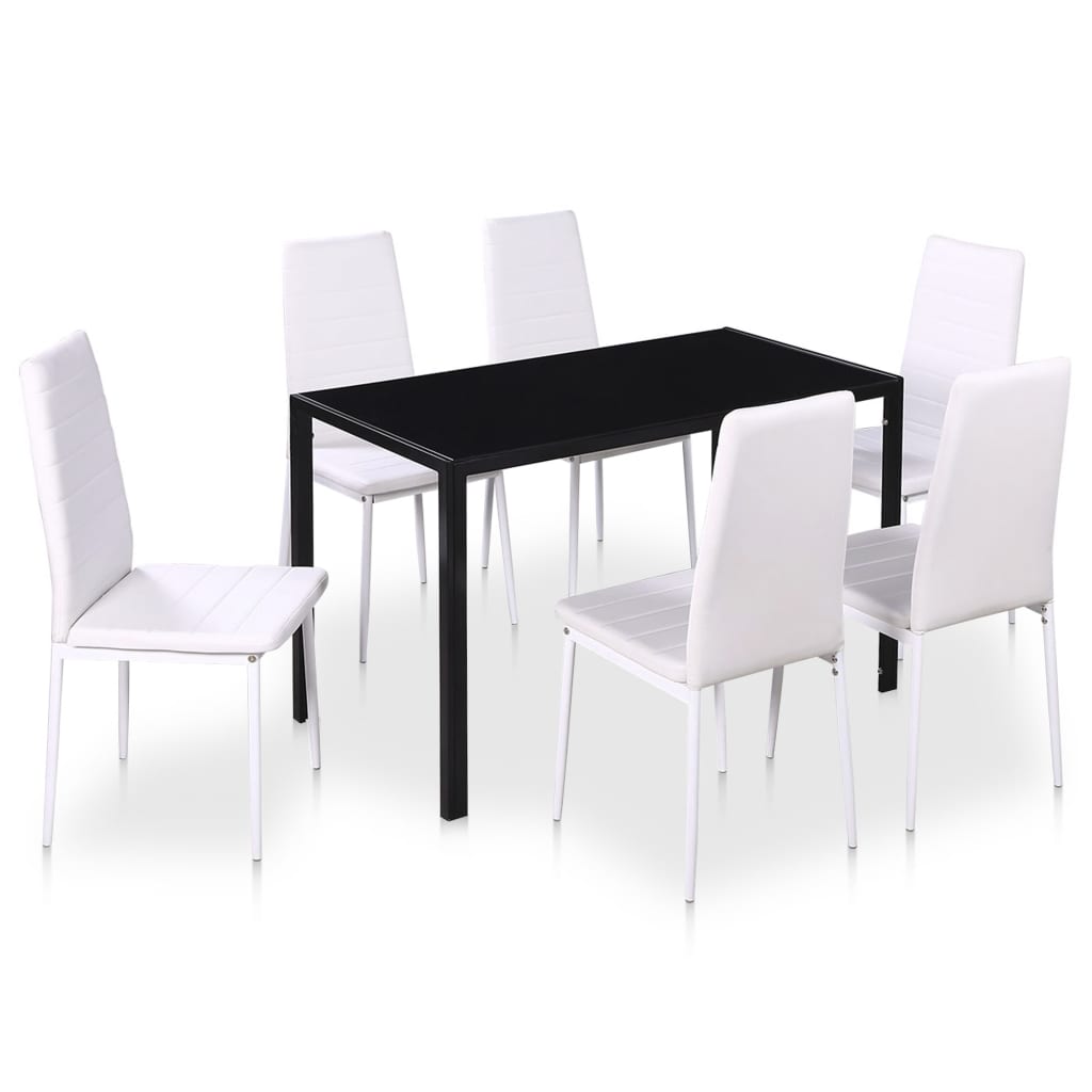Set Tavolo da Pranzo 7 pz Bianco e Nero 281913