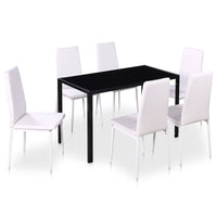 Set Tavolo da Pranzo 7 pz Bianco e Nero 281913