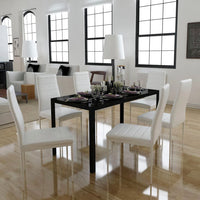 Set Tavolo da Pranzo 7 pz Bianco e Nero 281913