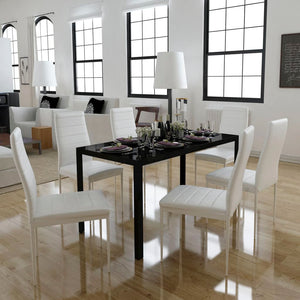 Set Tavolo da Pranzo 7 pz Bianco e Nero 281913