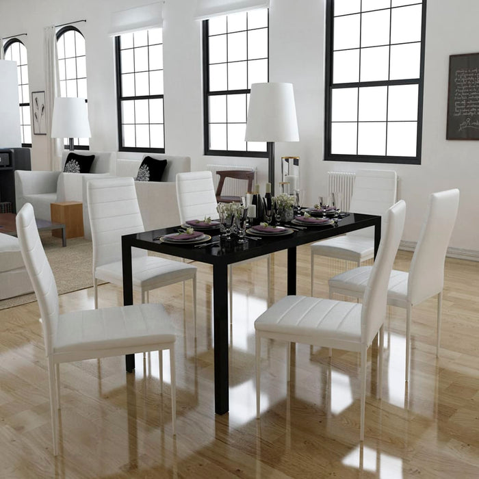Set Tavolo da Pranzo 7 pz Bianco e Nero 281913