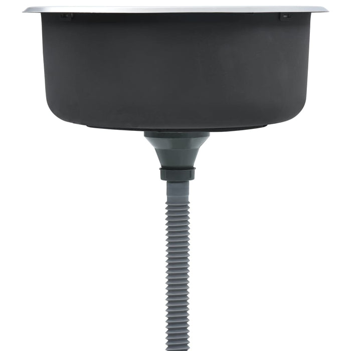 Lavello da cucina con valvola e sifone lavello sottotop lavello rotondo superficie antigraffio interno casa acciaio inox resistente 02_0002355