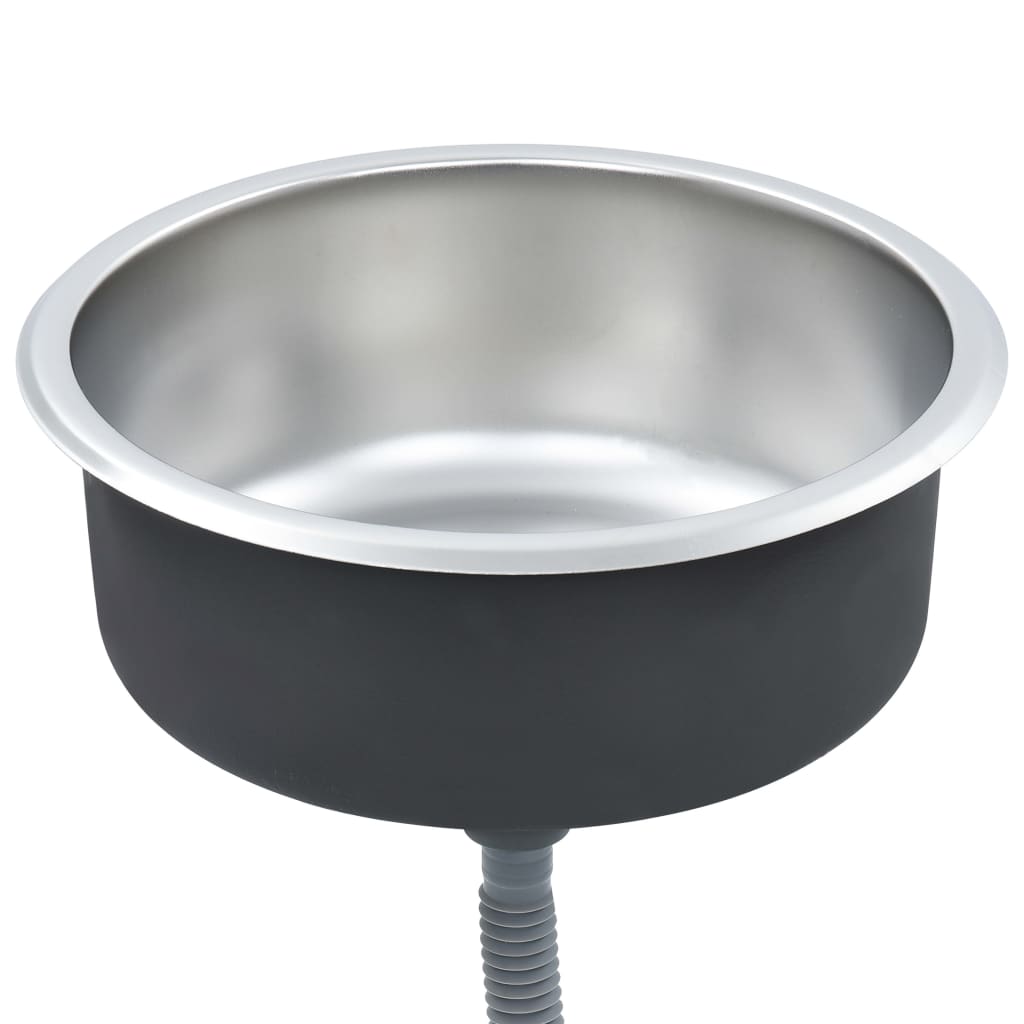 Lavello da cucina con valvola e sifone lavello sottotop lavello rotondo superficie antigraffio interno casa acciaio inox resistente 02_0002355