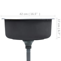 Lavello da cucina con valvola e sifone lavello sottotop lavello rotondo superficie antigraffio interno casa acciaio inox resistente 02_0002355