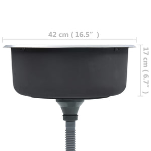 Lavello da cucina con valvola e sifone lavello sottotop lavello rotondo superficie antigraffio interno casa acciaio inox resistente 02_0002355