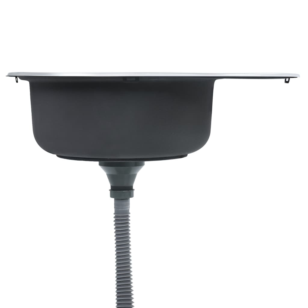 Lavello da cucina con valvola e sifone lavello ovale lavello da incasso lavello da cucina interno casa acciaio inox resistente 02_0002357