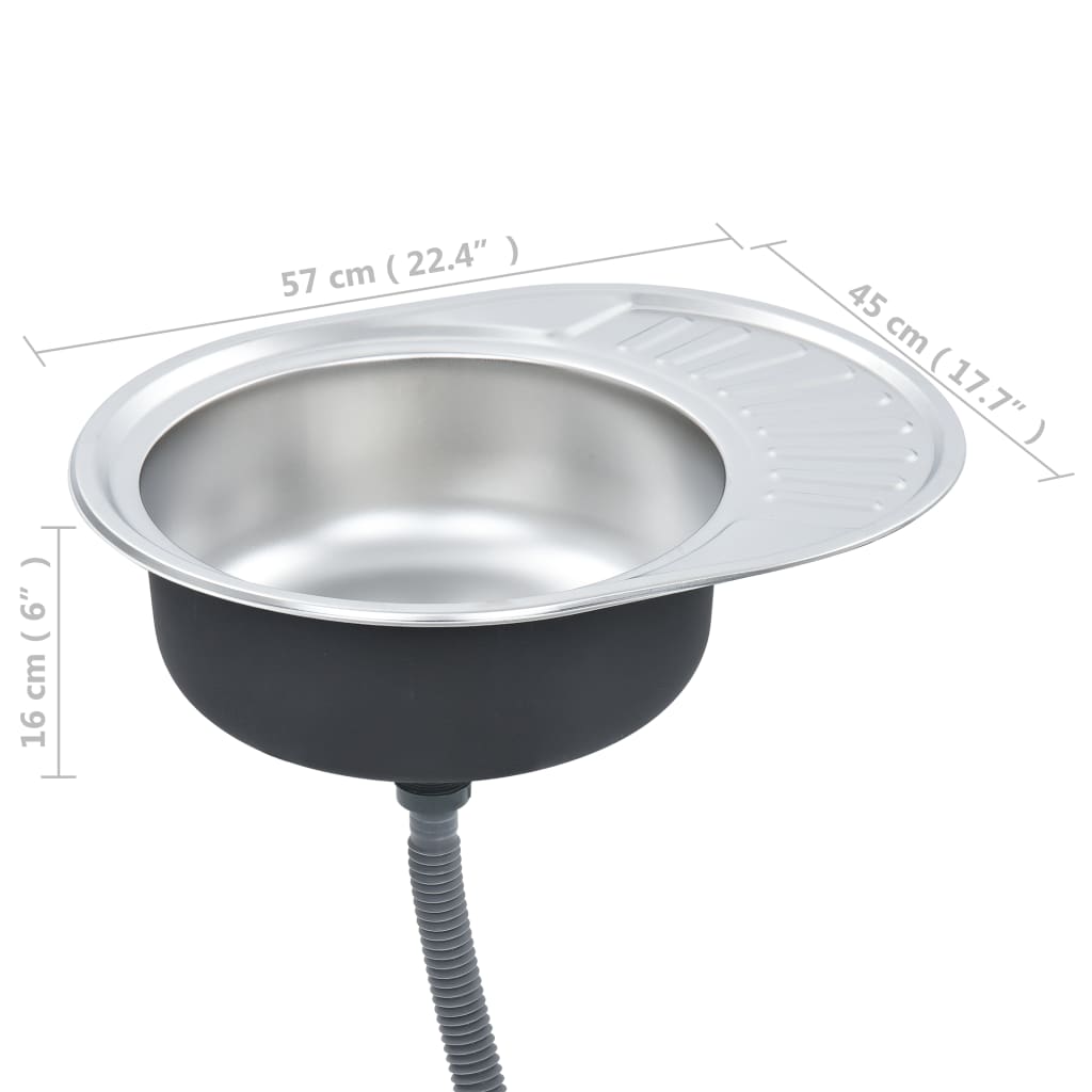 Lavello da cucina con valvola e sifone lavello ovale lavello da incasso lavello da cucina interno casa acciaio inox resistente 02_0002357