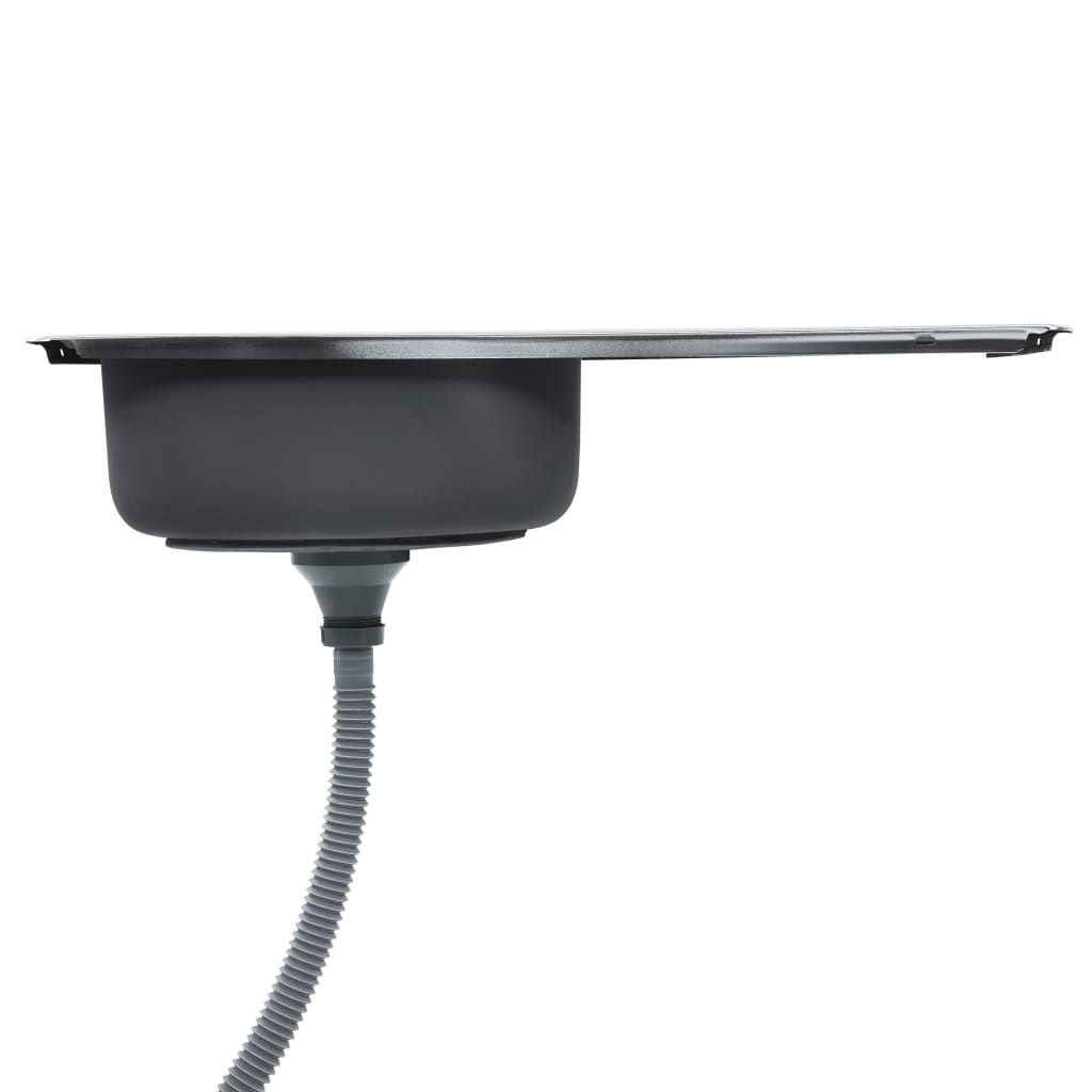 Lavello da cucina con valvola di scarico e sifone lavello da incasso lavello rettangolare 75 x 40 cm interno domestico durevole acciaio inox resistente 02_0002358