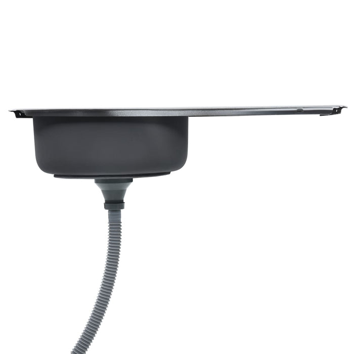 Lavello da cucina con valvola di scarico e sifone lavello da incasso lavello rettangolare 75 x 40 cm interno domestico durevole acciaio inox resistente 02_0002358