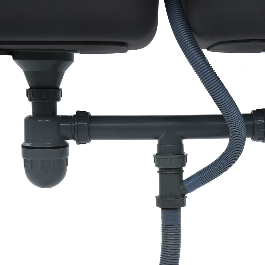 Lavello cucina doppio con valvola e sifone 84 x 48 cm inox 02_0002359