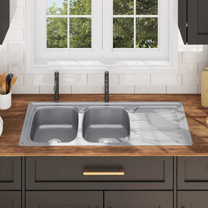 Lavello da Cucina Doppio con Filtro e Sifone in Acciaio Inoxcod mxl 129486