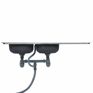 Lavello da Cucina Doppio con Filtro e Sifone-Lavandino-Lavabo in Acciaio Inox 987342