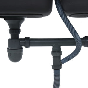 Lavello cucina doppio con piletta e sifone 120 x 50 cm inox 02_0002360