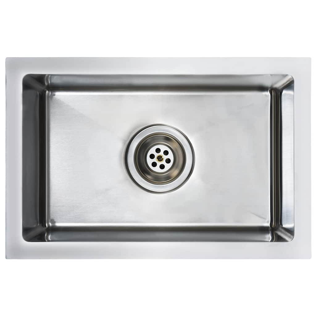 Lavello da Cucina Lavorato a Mano-Lavandino-Lavabo in Acciaio Inox 743729