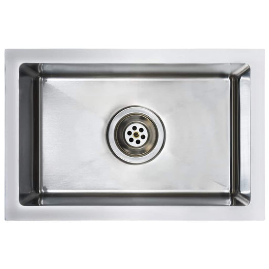 Lavello da Cucina Lavorato a Mano-Lavandino-Lavabo in Acciaio Inox 743729