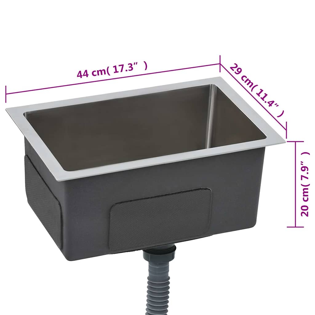 Lavello da Cucina Lavorato a Mano-Lavandino-Lavabo in Acciaio Inox 743729