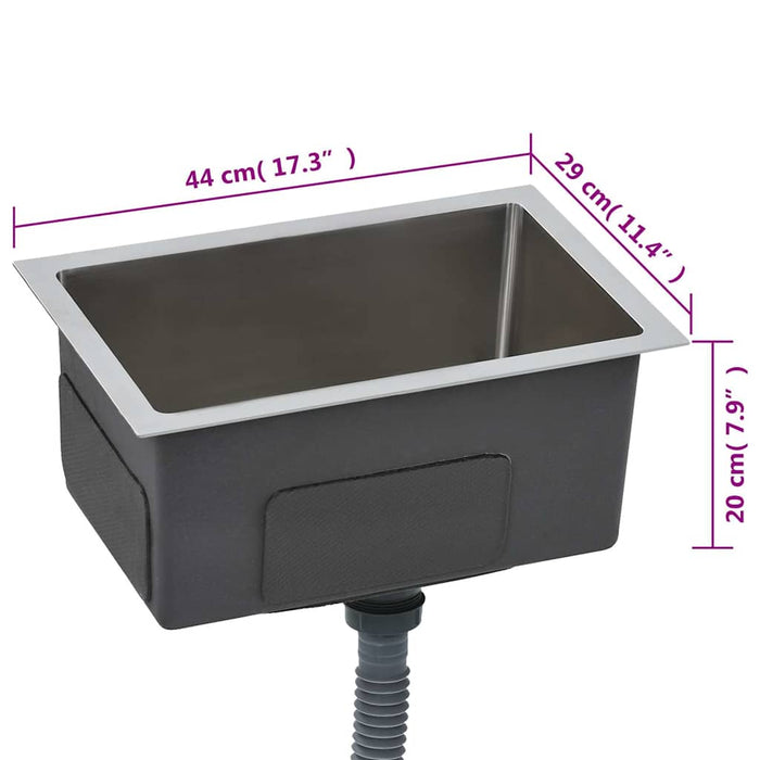 Lavello da Cucina Lavorato a Mano-Lavandino-Lavabo in Acciaio Inox 743729