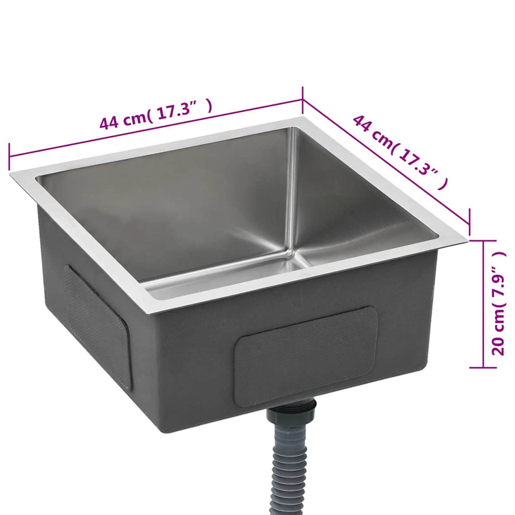 Lavello da Cucina Lavorato a Mano in Acciaio Inox 145077