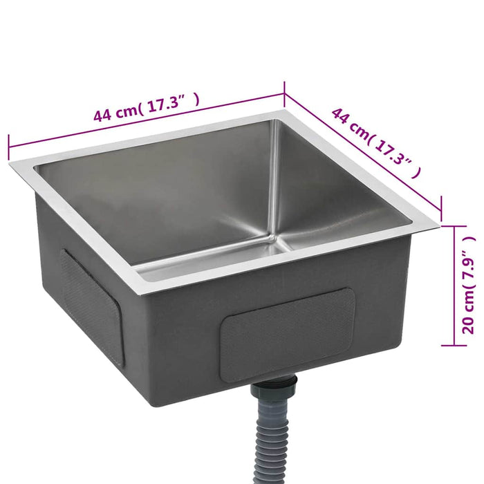 Lavello da Cucina Lavorato a Mano-Lavandino-Lavabo in Acciaio Inox 299966