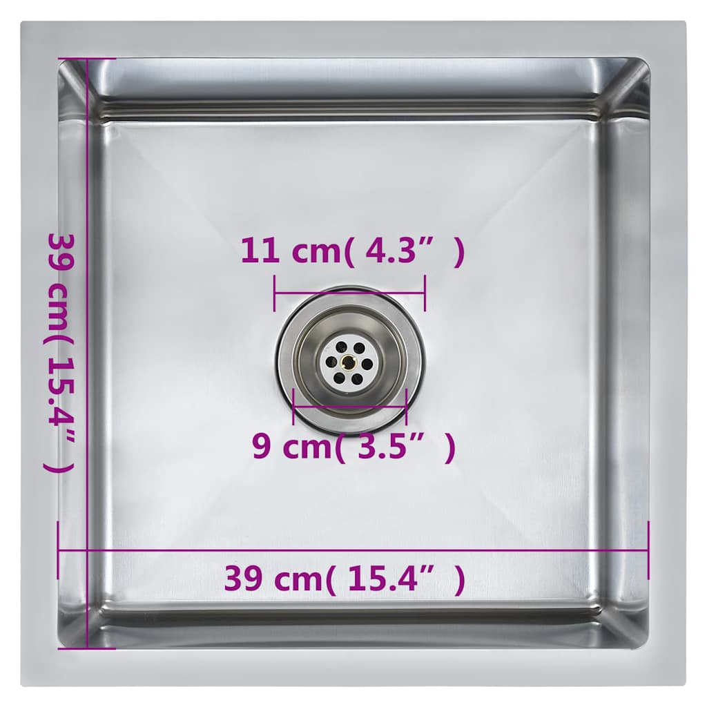 Lavello da Cucina Lavorato a Mano in Acciaio Inox 145077