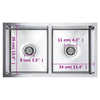 Lavello da Cucina Lavorato a Mano in Acciaio Inox 145079