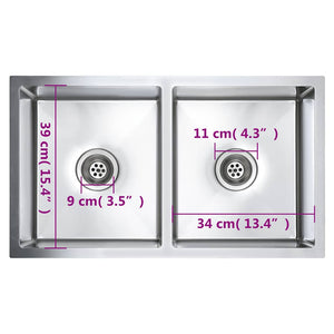 Lavello da Cucina Lavorato a Mano in Acciaio Inox 145079