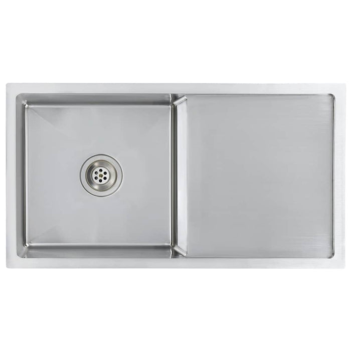 Lavello da Cucina Lavorato a Mano-Lavandino-Lavabo in Acciaio Inox 703288