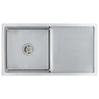 Lavello da cucina fatto a mano con piletta 87 x 44 cm in acciaio inox con finitura spazzolata 02_0004384