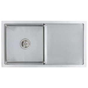 Lavello da cucina fatto a mano con piletta 87 x 44 cm in acciaio inox con finitura spazzolata 02_0004384