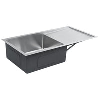 Lavello da cucina fatto a mano con piletta 87 x 44 cm in acciaio inox con finitura spazzolata 02_0004384