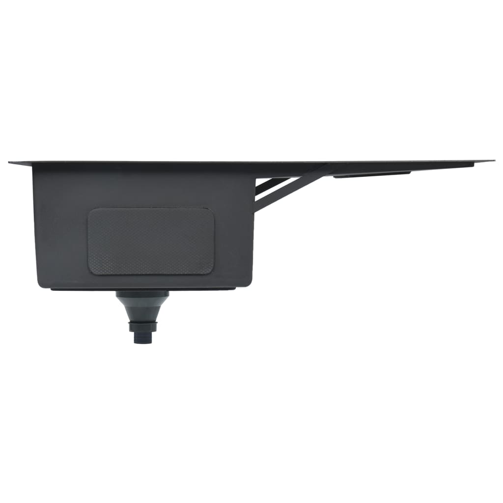 Lavello da cucina fatto a mano con piletta 87 x 44 cm in acciaio inox con finitura spazzolata 02_0004384