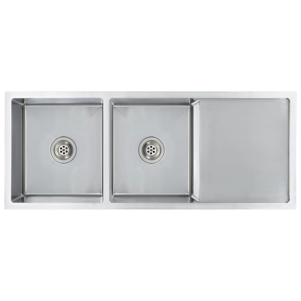 Lavello da cucina fatto a mano con filtro 111,5 x 44 cm in acciaio inox 02_0002366