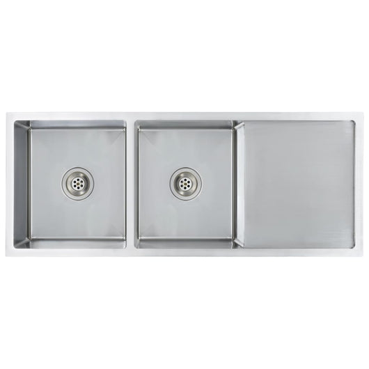 Lavello da cucina fatto a mano con filtro 111,5 x 44 cm in acciaio inox 02_0002366