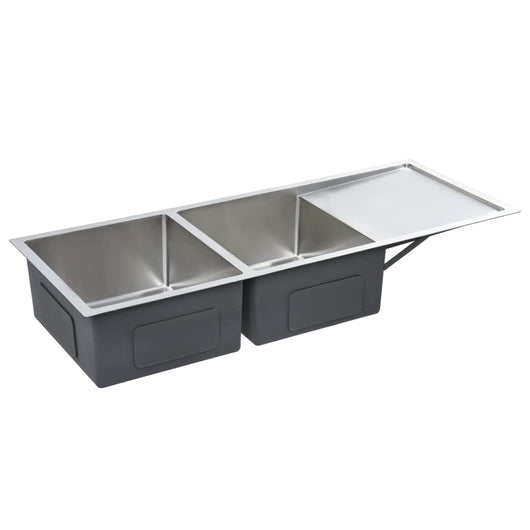 Lavello da cucina fatto a mano con filtro 111,5 x 44 cm in acciaio inox 02_0002366