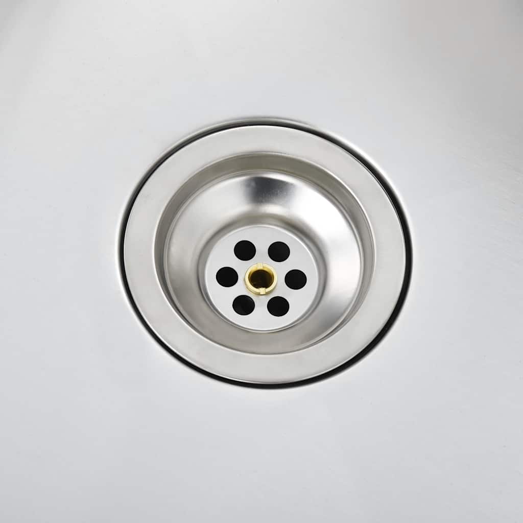 Lavello da Cucina Lavorato a Mano-Lavandino-Lavabo in Acciaio Inox 309276