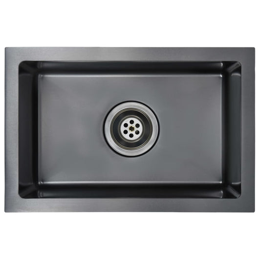 Lavello da cucina fatto a mano con filtro in acciaio inox nero 02_0002367