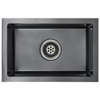 Lavello da Cucina Lavorato a Mano-Lavandino-Lavabo Nero in Acciaio Inox 996204