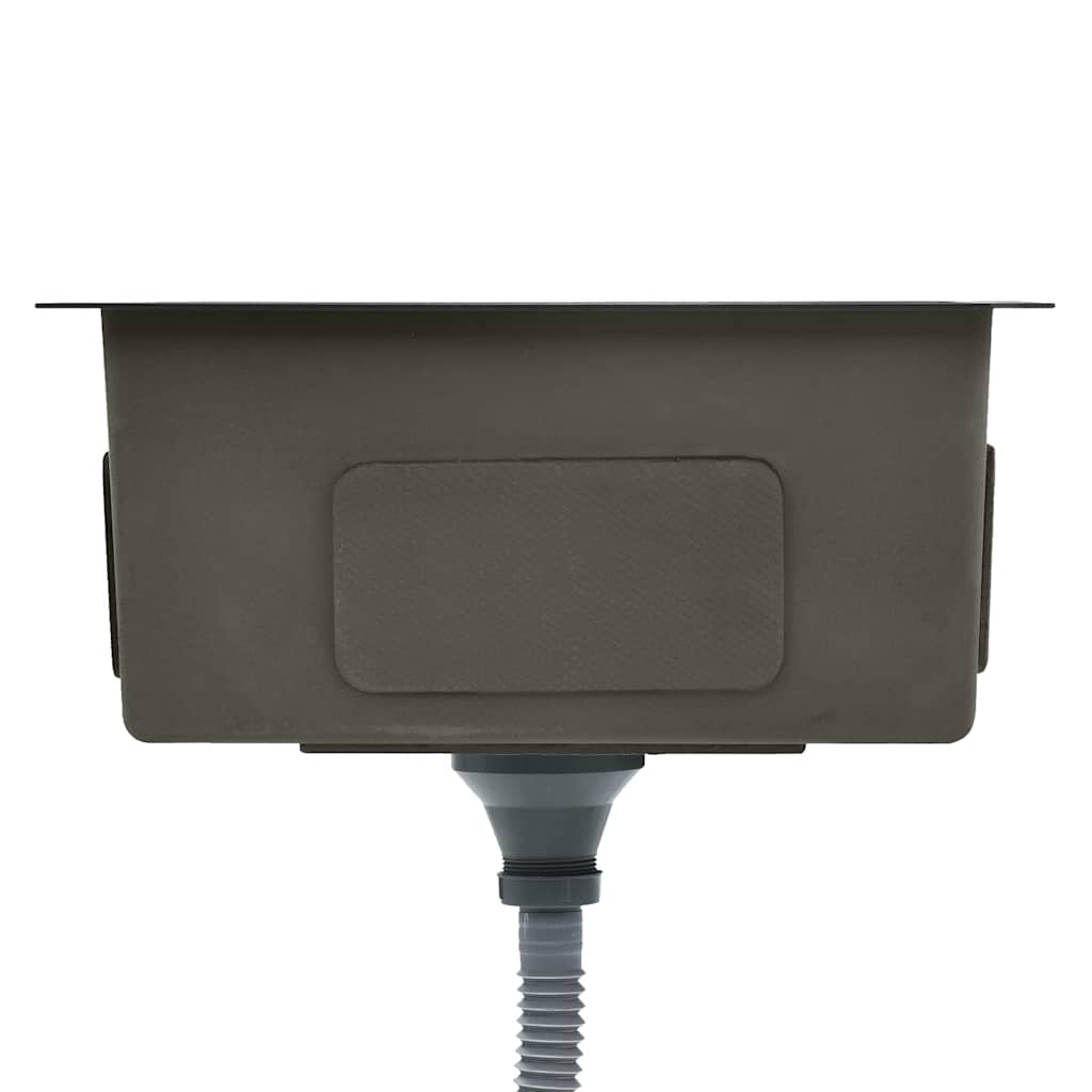 Lavello da Cucina Lavorato a Mano-Lavandino-Lavabo Nero in Acciaio Inox 996204